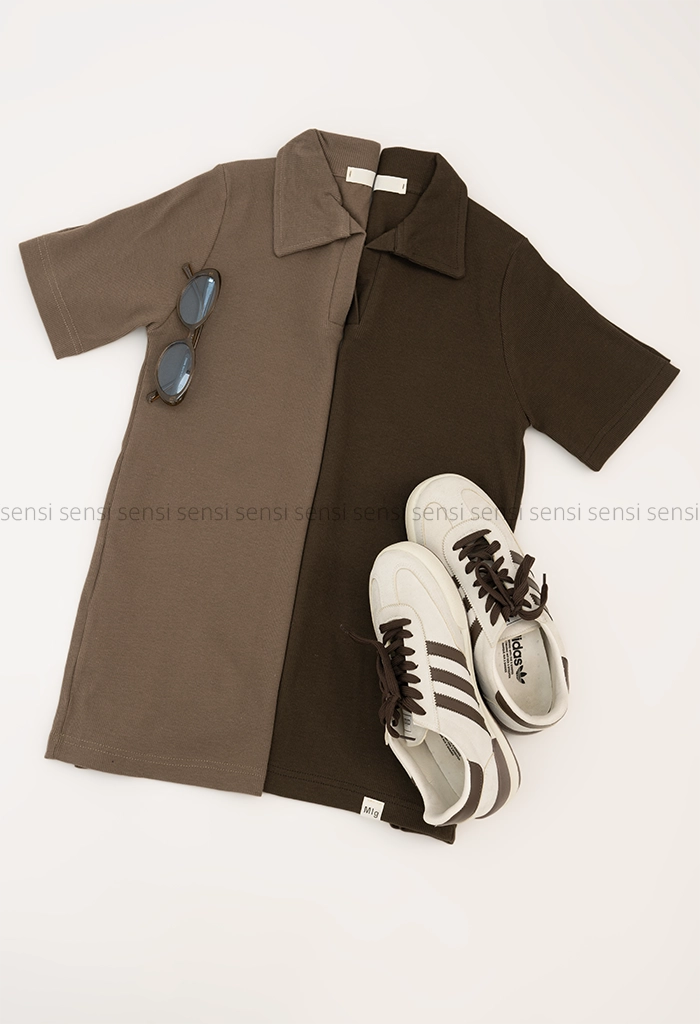 تیشرت کبریتی کشی یقه شکاری کد1005504